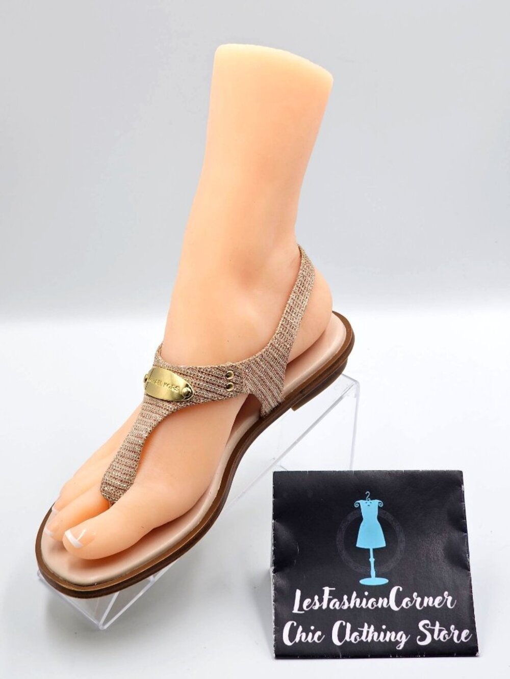 Michael Kors Women's Rose Gold Mk Plate Thong Flat Sandal Size 6M 2312 - Picture 16 of 16